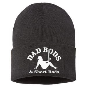 Dad Bods And Short Rods Funny Man Fishing Lovers Sustainable Knit Beanie