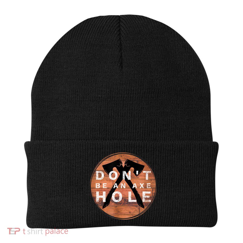 Don't Be An Axe Hole Hatchet Throwing Graphic Knit Cap Winter Beanie