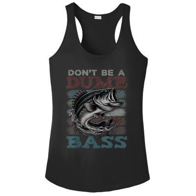 Dont Be A Dumb Bass Funny Bass Fishing Dad Jokes Ladies PosiCharge Competitor Racerback Tank