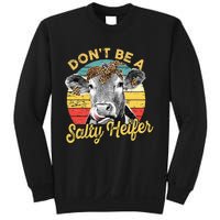 Dont Be A Salty Heifer Leopard Cow Lovers Vintage Farmer Sweatshirt