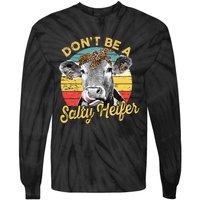 Dont Be A Salty Heifer Leopard Cow Lovers Vintage Farmer Tie-Dye Long Sleeve Shirt