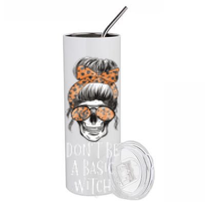 Dont Be A Basic Witch Halloween Skull Funny Great Gift Stainless Steel Tumbler