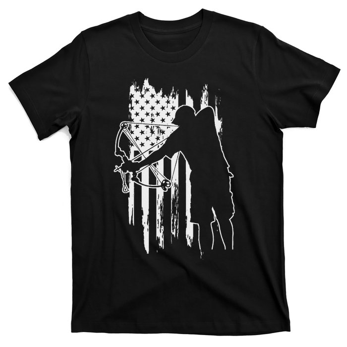 Dad Bowfishing Archer American Flag Vintage Great Gift T-Shirt