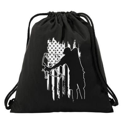 Dad Bowfishing Archer American Flag Vintage Great Gift Drawstring Bag