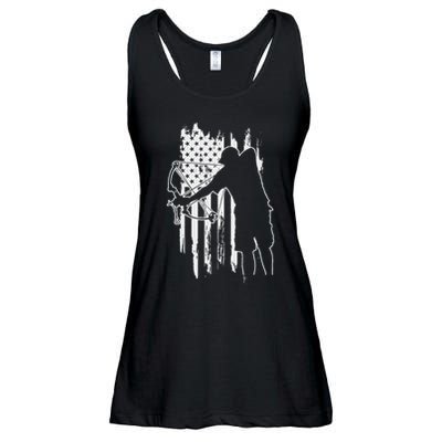 Dad Bowfishing Archer American Flag Vintage Great Gift Ladies Essential Flowy Tank