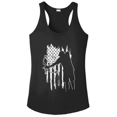 Dad Bowfishing Archer American Flag Vintage Great Gift Ladies PosiCharge Competitor Racerback Tank