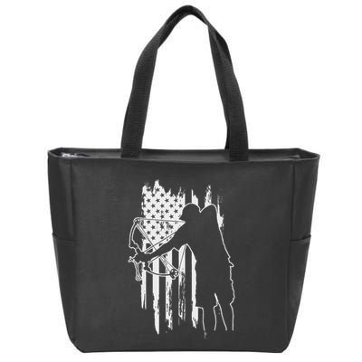 Dad Bowfishing Archer American Flag Vintage Great Gift Zip Tote Bag