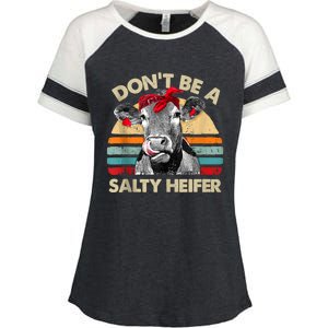 Don’t Be A Salty Heifer Tee Cows Lover Enza Ladies Jersey Colorblock Tee