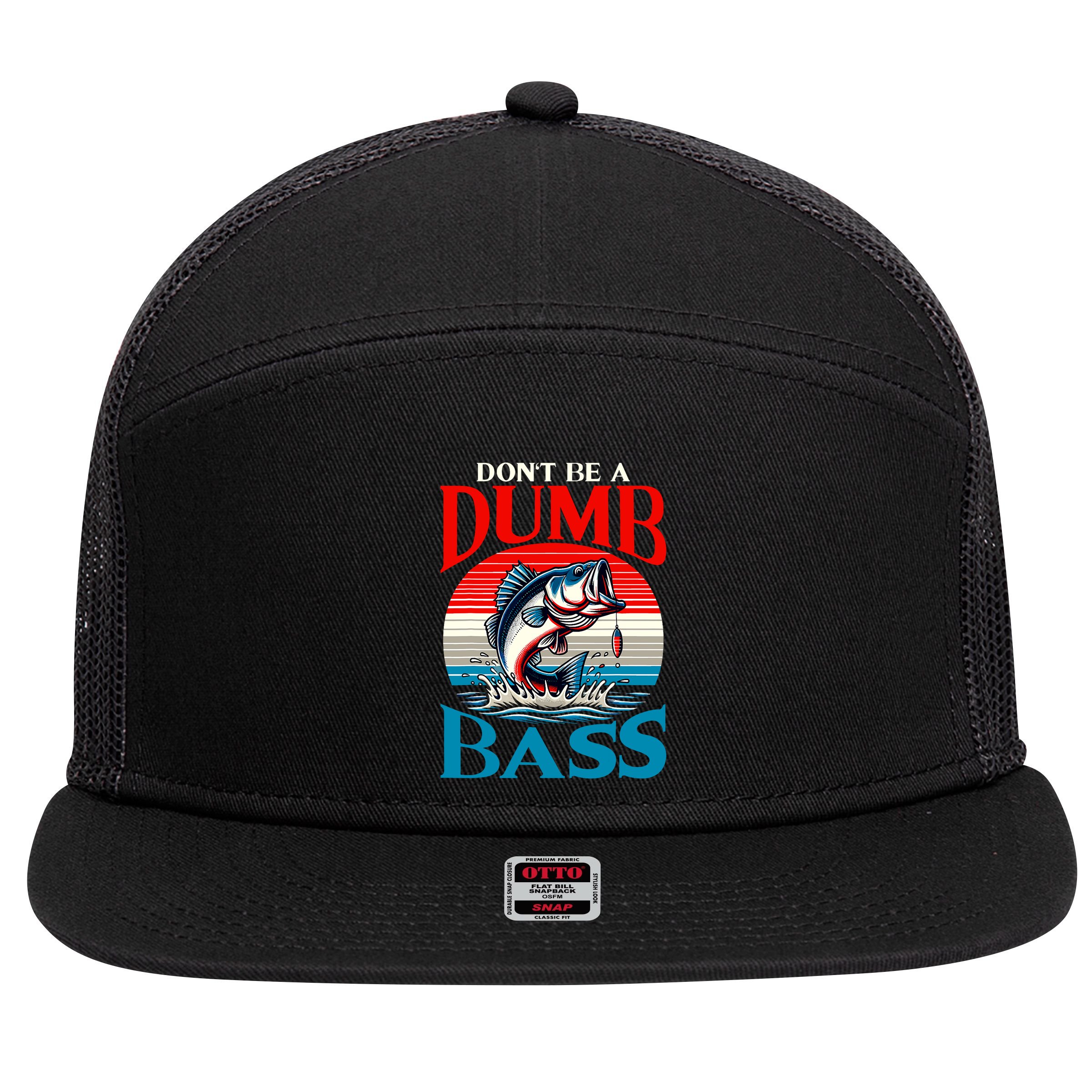 DonT Be A Dumb Bass Funny Fishing 7 Panel Mesh Trucker Snapback Hat