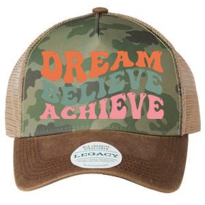 Dream Believe Achieve Positive Quote Legacy Tie Dye Trucker Hat