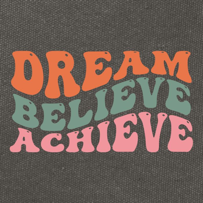 Dream Believe Achieve Positive Quote Cotton Canvas Backpack