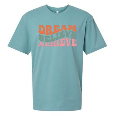 Dream Believe Achieve Positive Quote Sueded Cloud Jersey T-Shirt