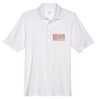 Dream Believe Achieve Positive Quote Men's Origin Performance Piqué Polo