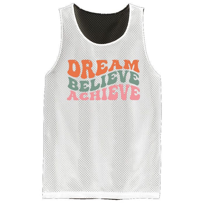 Dream Believe Achieve Positive Quote Mesh Reversible Basketball Jersey Tank