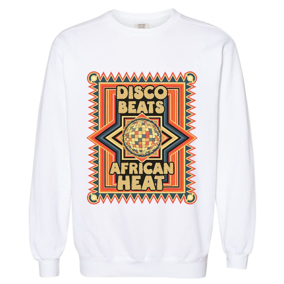 Disco Beats African Heat Retro 1970s Soul Music Garment-Dyed Sweatshirt