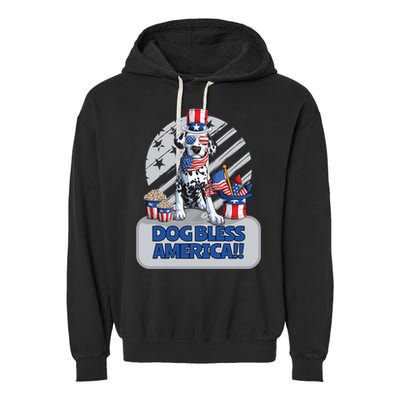 Dog Bless America 4th Of July Dalmation Patriotic Usa Gift Garment-Dyed Fleece Hoodie