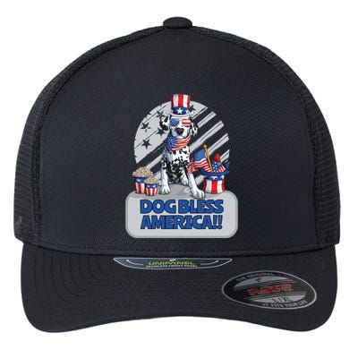 Dog Bless America 4th Of July Dalmation Patriotic Usa Gift Flexfit Unipanel Trucker Cap