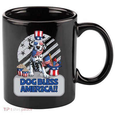 Dog Bless America 4th Of July Dalmation Patriotic Usa Gift 11oz C Handle Ceramic Mug