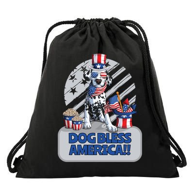 Dog Bless America 4th Of July Dalmation Patriotic Usa Gift Drawstring Bag