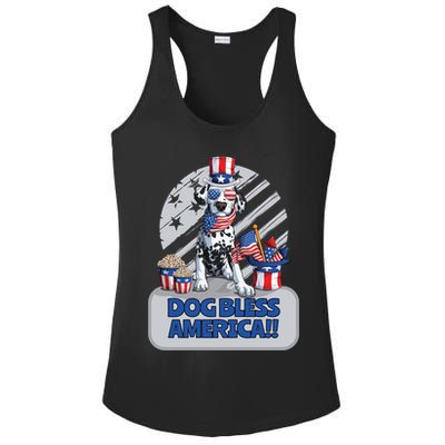Dog Bless America 4th Of July Dalmation Patriotic Usa Gift Ladies PosiCharge Competitor Racerback Tank