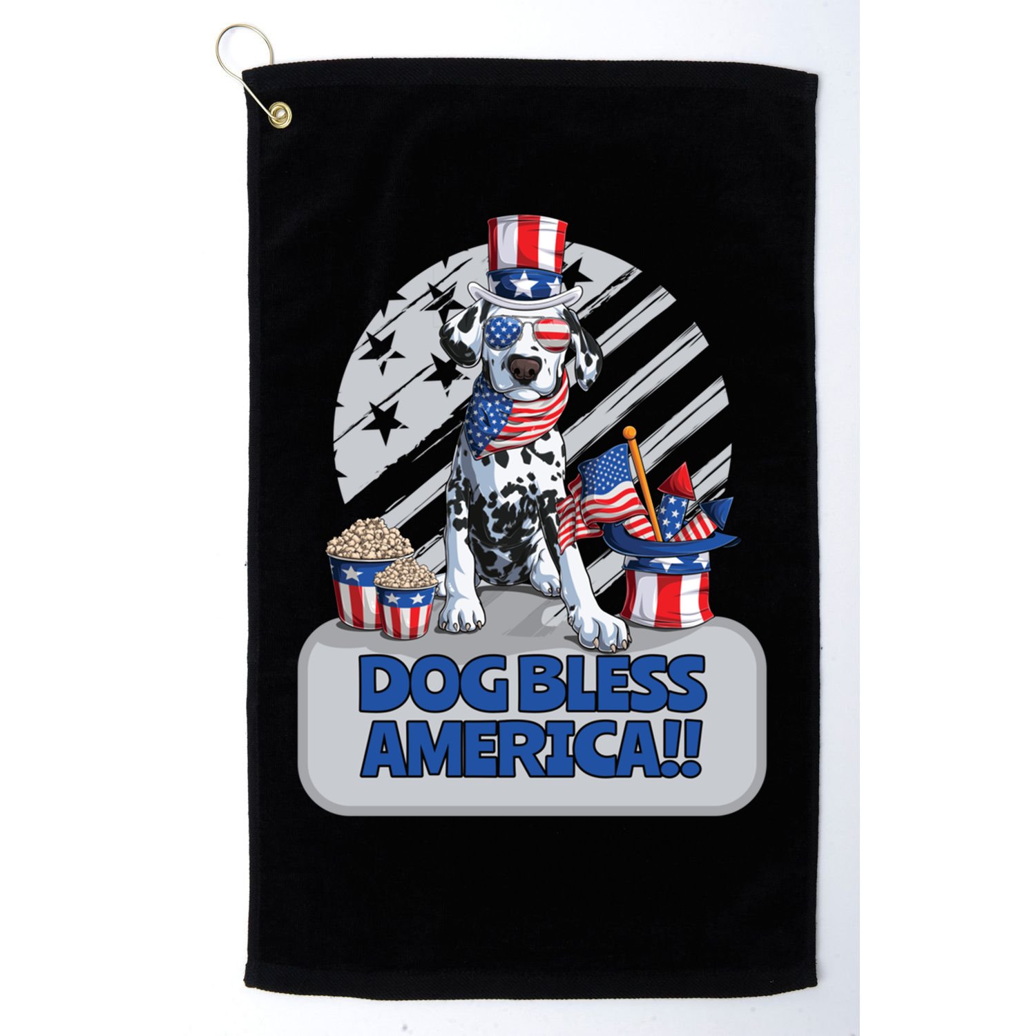 Dog Bless America 4th Of July Dalmation Patriotic Usa Gift Golf Towel