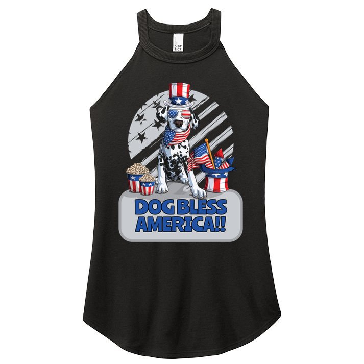 Dog Bless America 4th Of July Dalmation Patriotic Usa Gift Women's Perfect Tri Rocker Tank