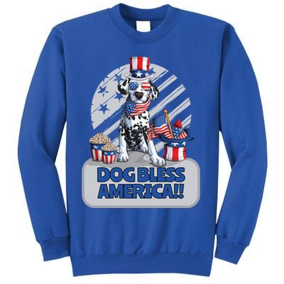 Dog Bless America 4th Of July Dalmation Patriotic Usa Gift Sweatshirt