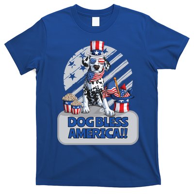 Dog Bless America 4th Of July Dalmation Patriotic Usa Gift T-Shirt