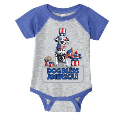 Dog Bless America 4th Of July Dalmation Patriotic Usa Gift Infant Baby Jersey Bodysuit