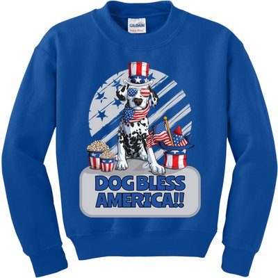 Dog Bless America 4th Of July Dalmation Patriotic Usa Gift Kids Sweatshirt