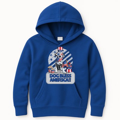 Dog Bless America 4th Of July Dalmation Patriotic Usa Gift Kids Hoodie