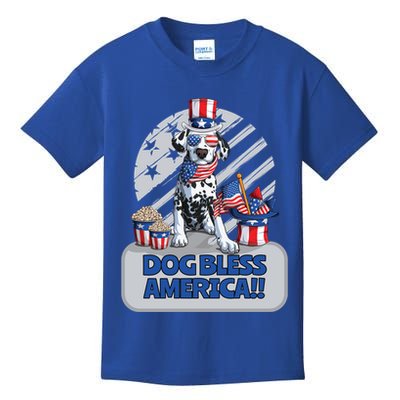 Dog Bless America 4th Of July Dalmation Patriotic Usa Gift Kids T-Shirt