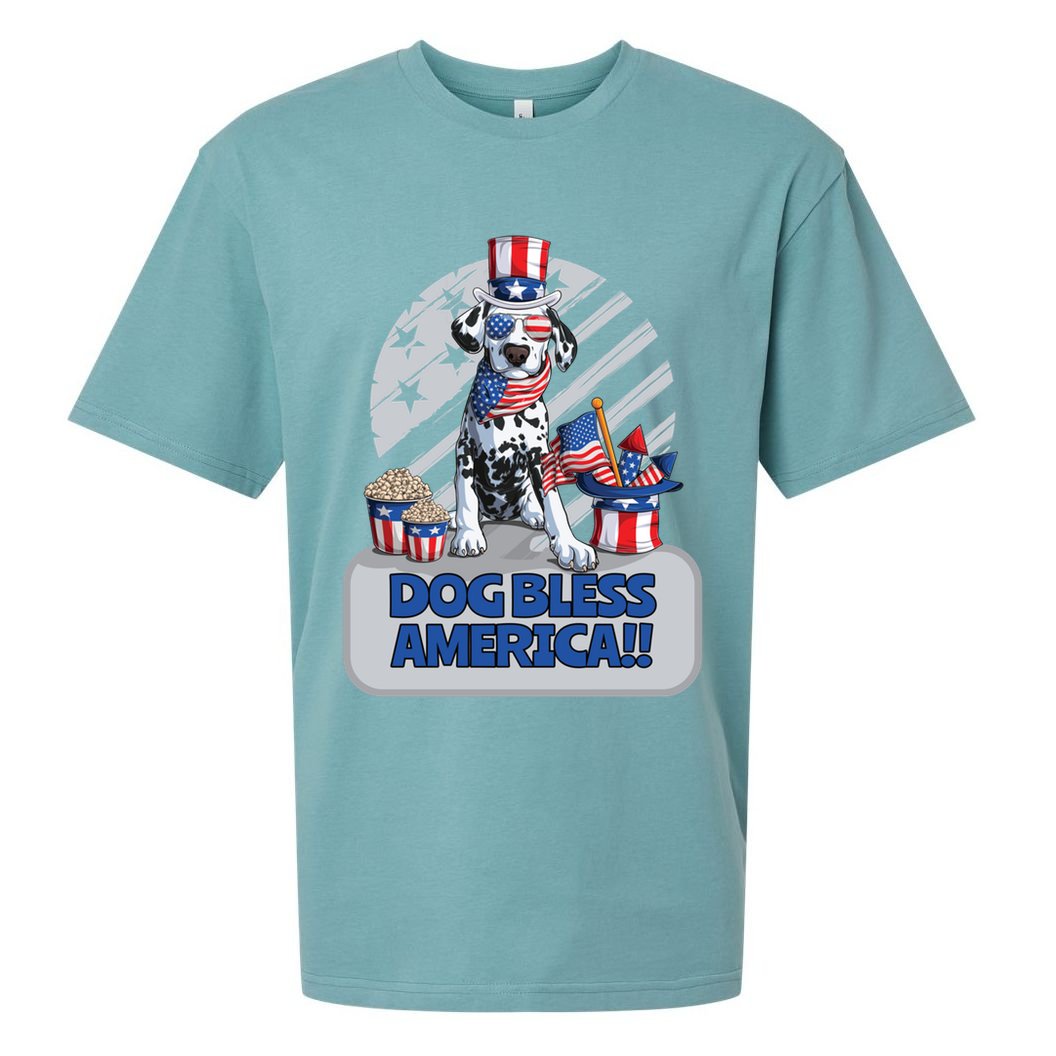 Dog Bless America 4th Of July Dalmation Patriotic Usa Gift Sueded Cloud Jersey T-Shirt