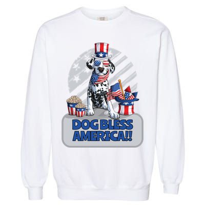 Dog Bless America 4th Of July Dalmation Patriotic Usa Gift Garment-Dyed Sweatshirt