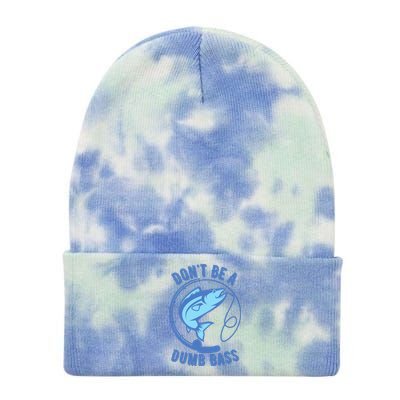 DonT Be A Dumb Bass Fishing Googan Fisherman Loves To Fish Tie Dye 12in Knit Beanie