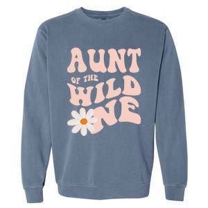 Daisy Birthday Aunt Wild One Boho 1st Birthday Matching Tee Gift Garment-Dyed Sweatshirt