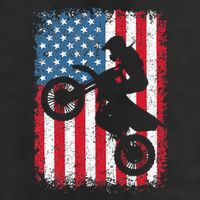 Dirt Bike American Flag Motocross Biker 7 Panel Mesh Trucker Snapback Hat