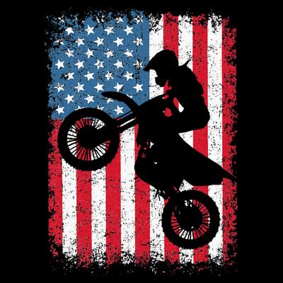 Dirt Bike American Flag Motocross Biker T-Shirt