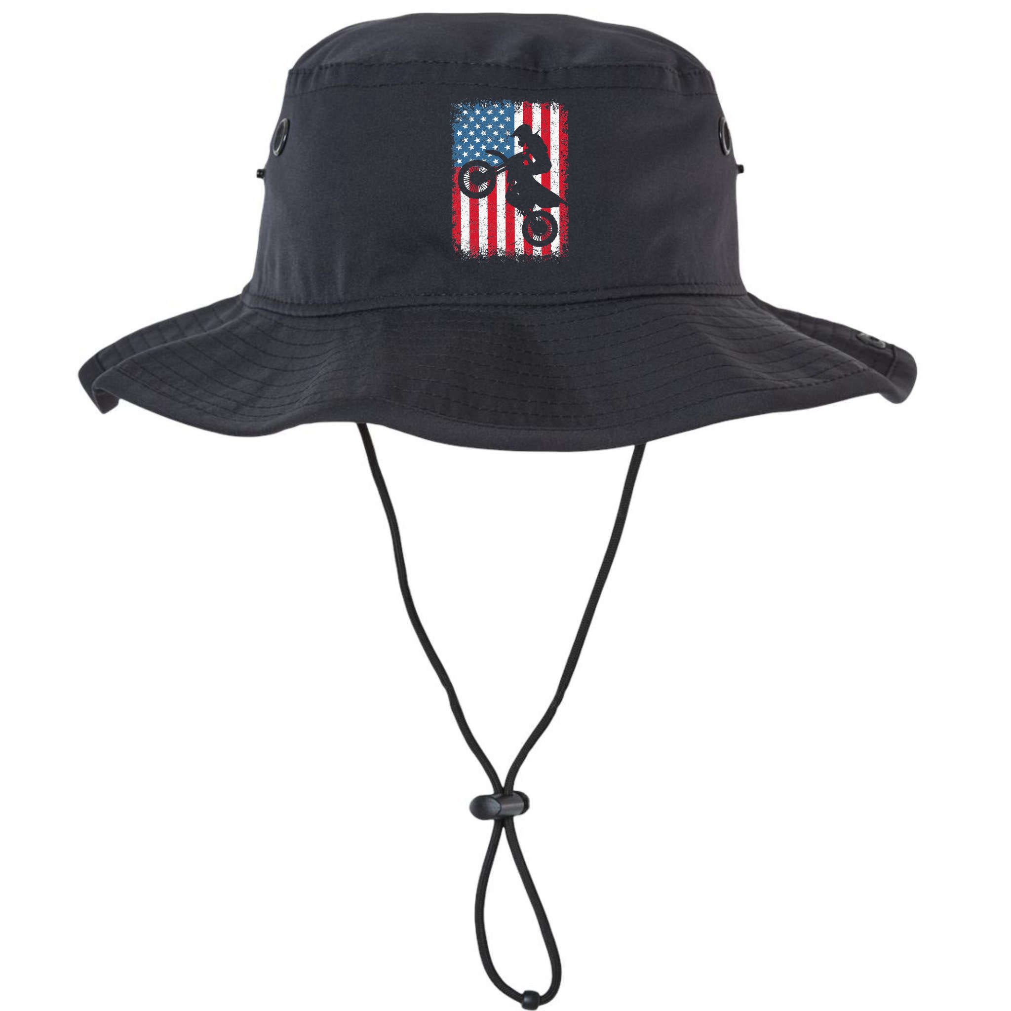 Dirt Bike American Flag Motocross Biker Bucket Hat