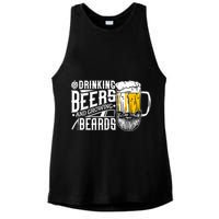 Drinking Beers And Growing Beards Funny Drinking Party Ladies PosiCharge Tri-Blend Wicking Tank