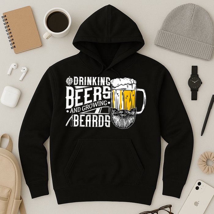 Drinking Beers And Growing Beards Funny Drinking Party Hoodie