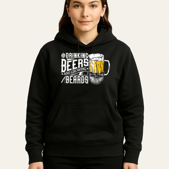 Drinking Beers And Growing Beards Funny Drinking Party Hoodie