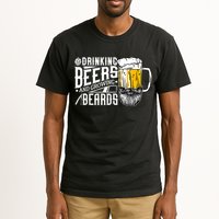 Drinking Beers And Growing Beards Funny Drinking Party Tall T-Shirt