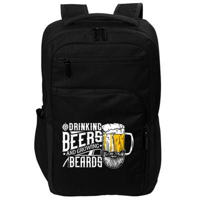 Drinking Beers And Growing Beards Funny Drinking Party Impact Tech Backpack