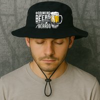 Drinking Beers And Growing Beards Funny Drinking Party Bucket Hat