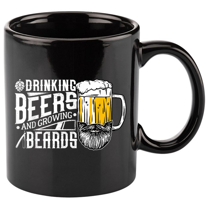 Drinking Beers And Growing Beards Funny Drinking Party 11oz C Handle Ceramic Mug
