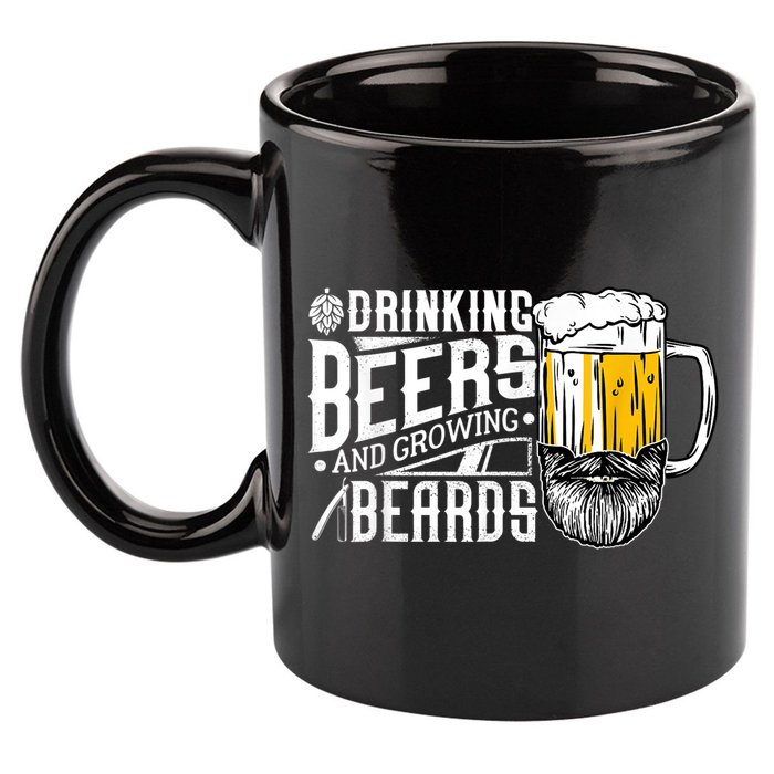 Drinking Beers And Growing Beards Funny Drinking Party 11oz C Handle Ceramic Mug