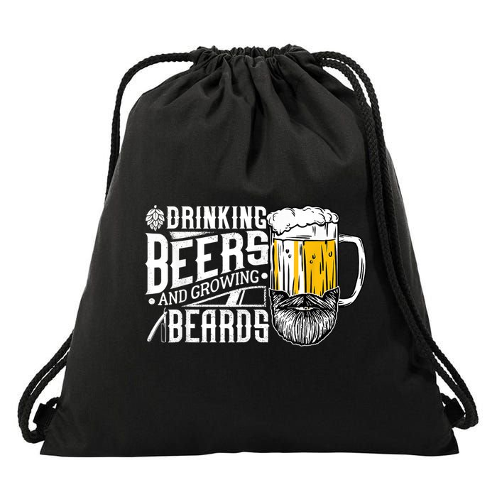 Drinking Beers And Growing Beards Funny Drinking Party Drawstring Bag