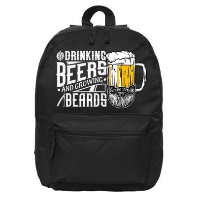Drinking Beers And Growing Beards Funny Drinking Party 16 in Basic Backpack
