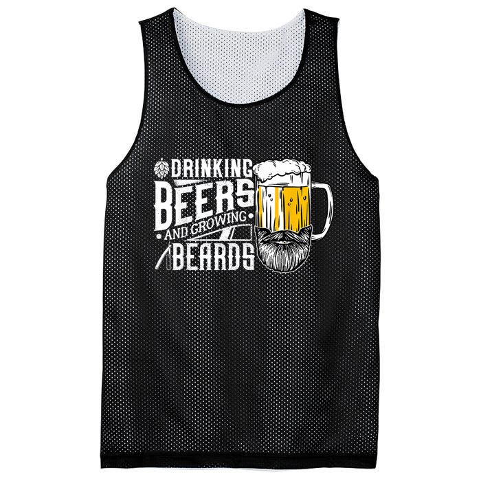 Drinking Beers And Growing Beards Funny Drinking Party Mesh Reversible Basketball Jersey Tank